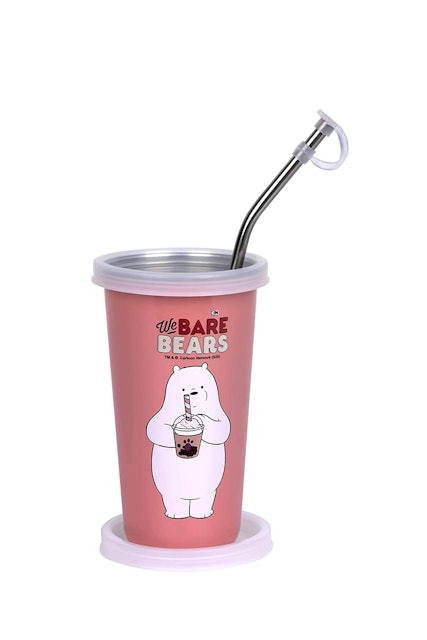 Falcon Bare Bears  100% Airtight with Leak Proof Food Grade Stainless Steel Tumbler with Straw 1