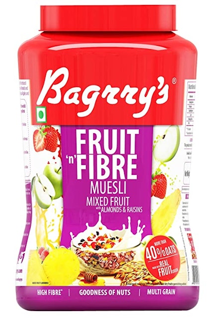 Bagrry's  Fruit N Fibre Muesli, Mixed Fruit, 1kg  1