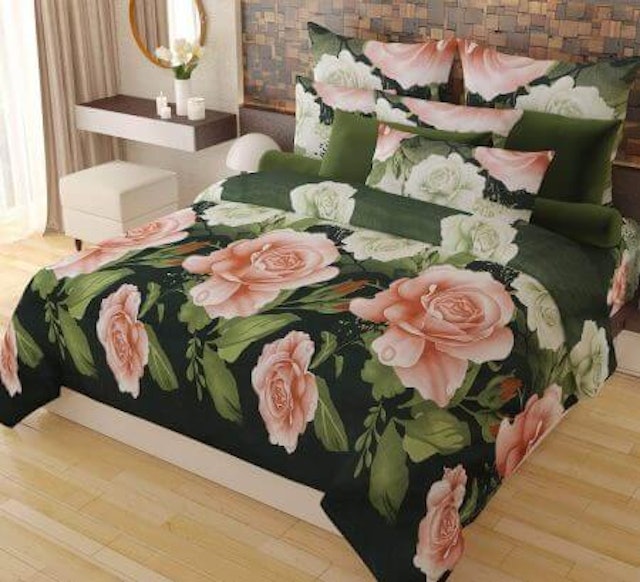 Home Candy  Elegant Floral Print Double Bed Sheet 1